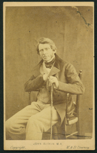 John Ruskin, c. 1863 by W. & D. Downey. Samuel and Mary R. Bancroft, Jr. Manuscript Collection,…