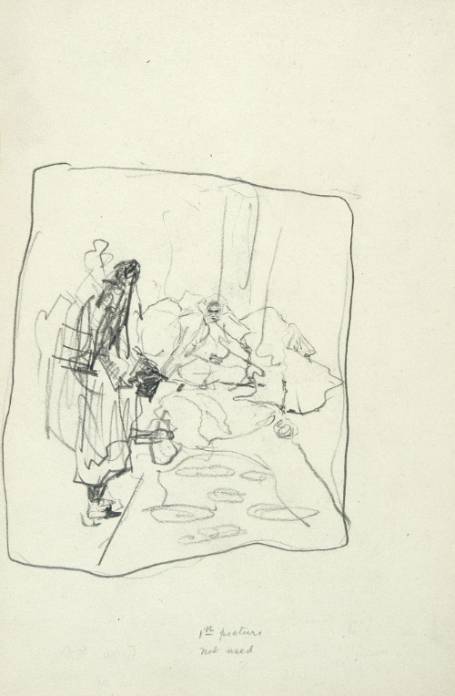 Sketch for Sinbad on Burrator / seated and standing figures