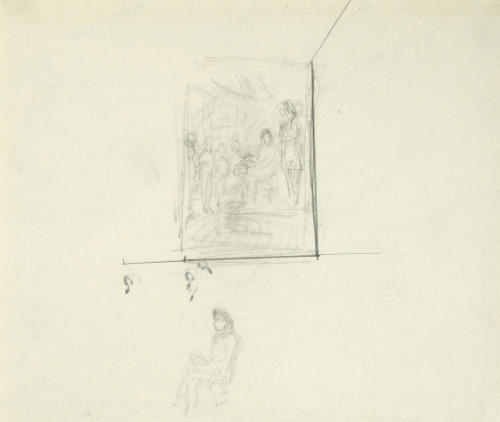 Sketch of figures in a room