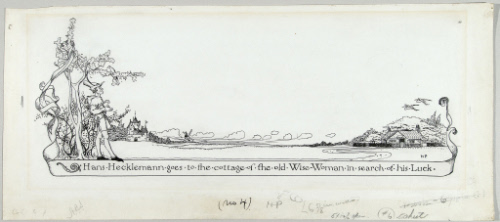 Hans Hecklemann goes to the cottage of the Old Wise Woman in search of his luck