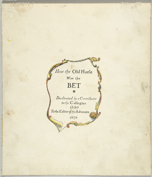 Title page for How the Old Horse Won the Bet