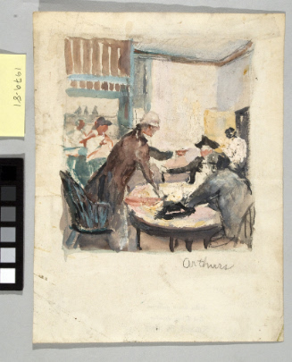 Study for colonial period group of men at table