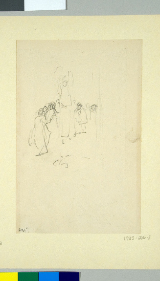 Sketch for A Story of Three States; Queen Ester Inciting the Indians to Attack Settlers at Wyoming