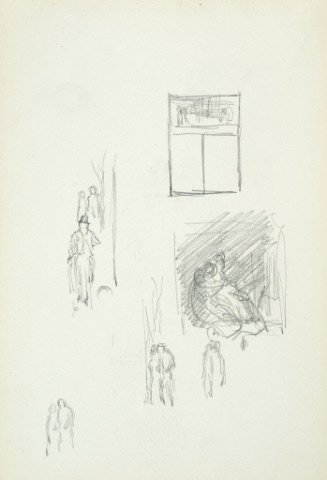 Sketches of figures and a window