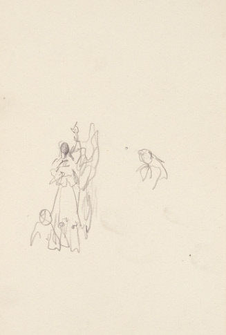 Sketch for Colonies and Nation;  Anne Hutchinson preaching in her house in Boston