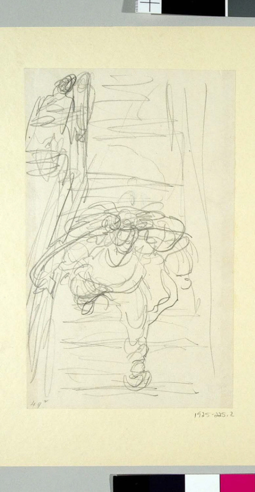 Sketch for Huntford's Fair Nihilist; The little man raced down the stairs and out into the street