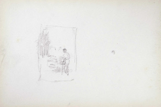 Sketch of a figure with a hat inside a square