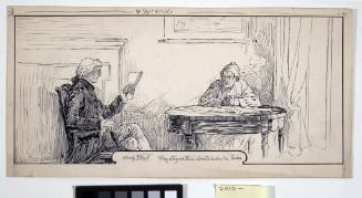 Headband for Chapter 29 of Kidnapped / man reading papers and man seated at table