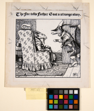 Illustration for How Two Went Into Partnership; The fox tells father goat a strange story