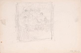 Sketch of room with group of people