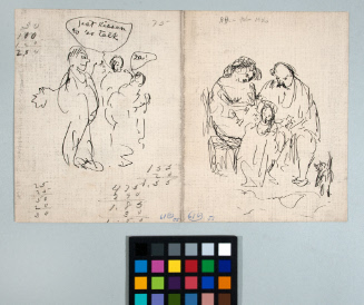 Just Lissen to 'er Talk and Sketch of a Woman, Man, and Child