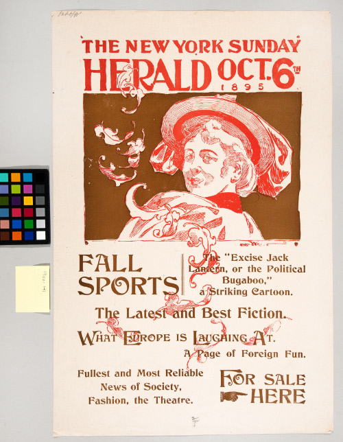 Advertising poster for The New York Sunday Herald, October 6, 1895