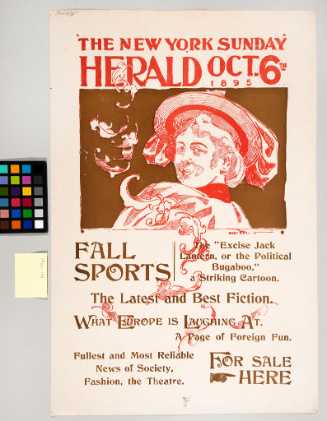 Advertising poster for The New York Sunday Herald, October 6, 1895