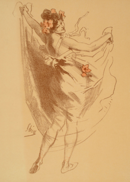 Woman in filmy dress and flowers, dancing