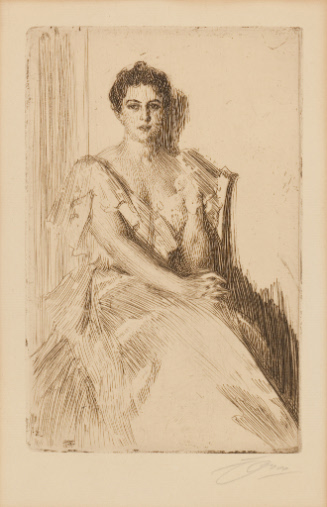 Woman Seated in Formal Dress