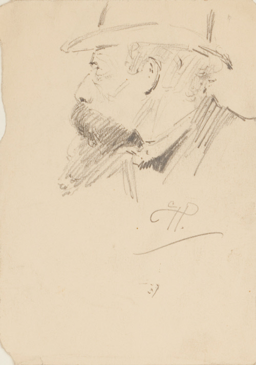 Untitled; Head of a Man with Top Hat