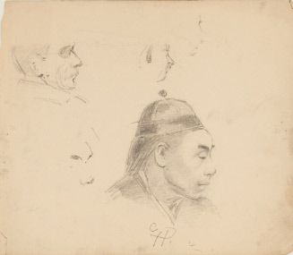 Untitled; Head of Chinese Man, Sketch of 3 Heads