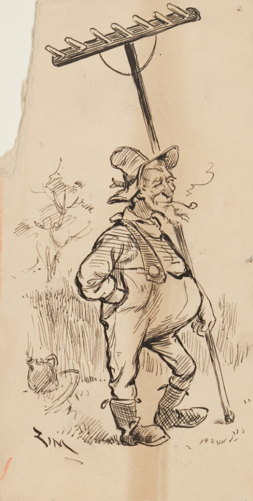 Old Farmer with Rake