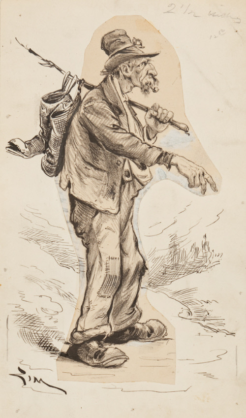 Tramp Holding Boots on a Stick