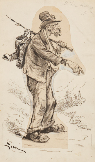Tramp Holding Boots on a Stick