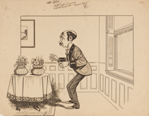 Man with potted flowers