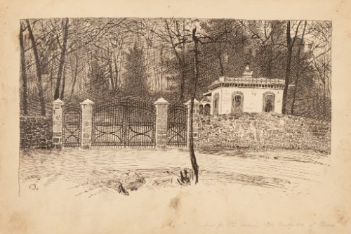 Gate and Gatehouse, Mansion in Rear