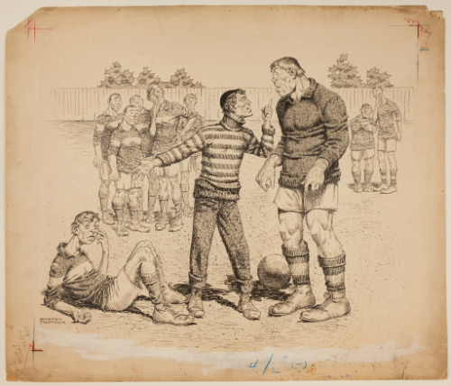 Caricature of soccer players