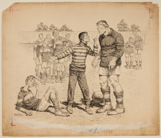 Caricature of soccer players