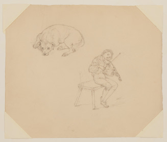 Sketch of Dog and Boy with Fiddle