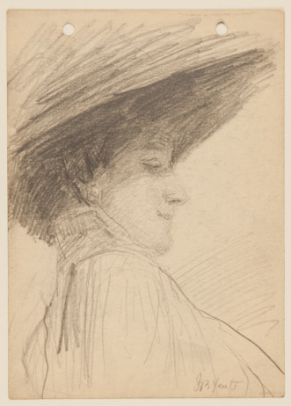 Woman in Large Hat Leaning Back