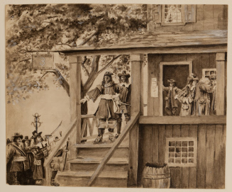 Seventeenth century scene outside a tavern
