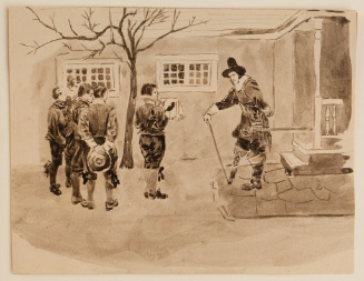Colonial scene of five figures