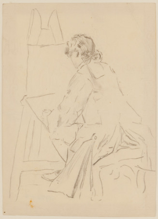 Seated artist in colonial dress