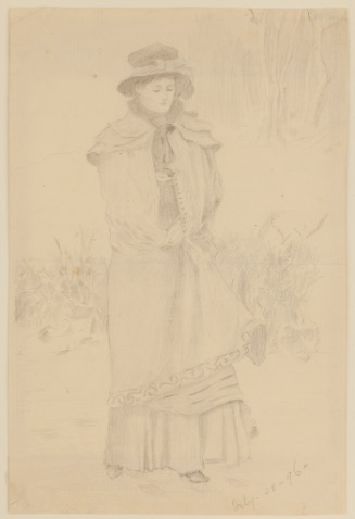 Standing woman in Victorian dress