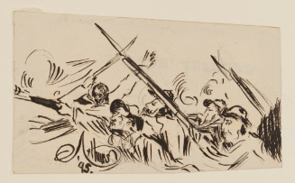 Head and shoulders of battle scene