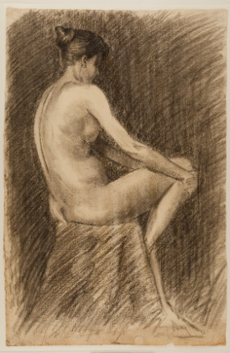 Side view of seated nude woman
