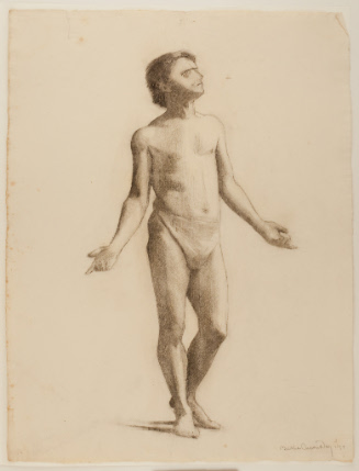 Male nude with arms spread