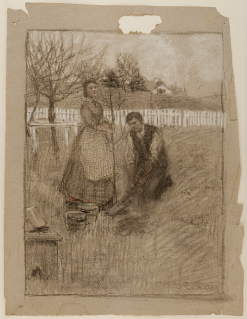 Man and woman planting tree