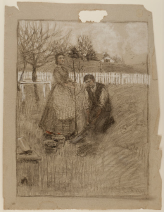 Man and woman planting tree