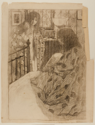 Two women in a bedroom; one holds a hair brush