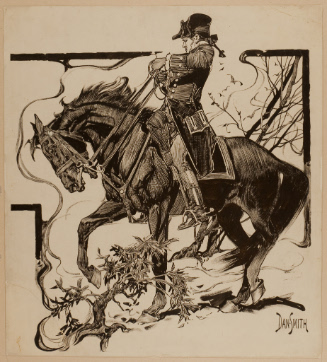 Soldier in historic costume on horseback