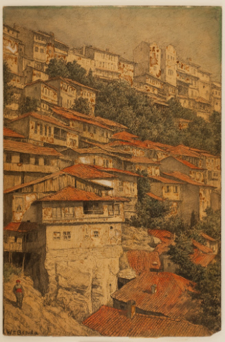 View of a hillside village