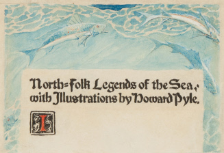 Headpiece illustration and decorated initial I with title for North Folk Legends of the Sea