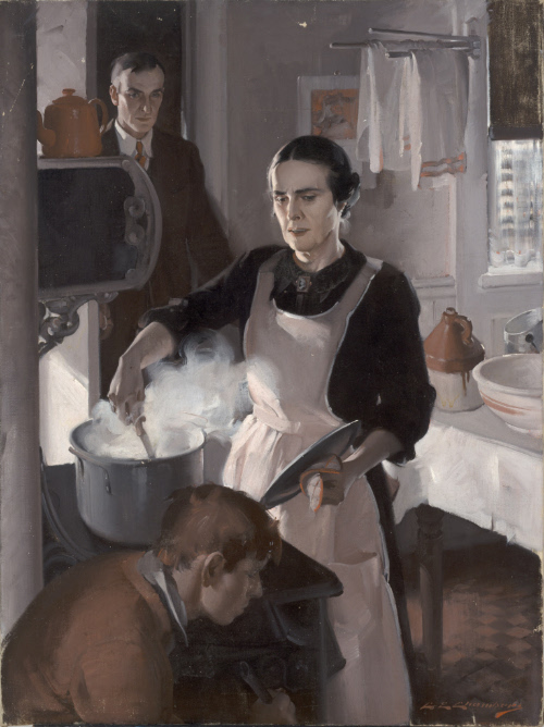 Woman cooking at stove