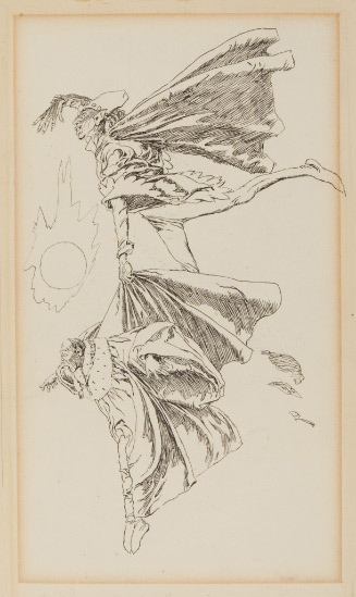 Illustration for A Piece of Good Luck II; On and on he flew