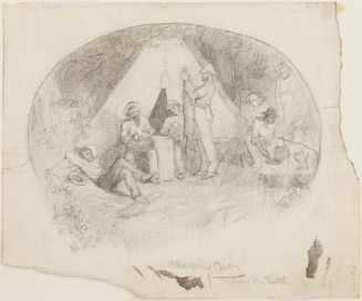 Sketch for Among the Thousand Islands; Camping Out, Weighing the Catch