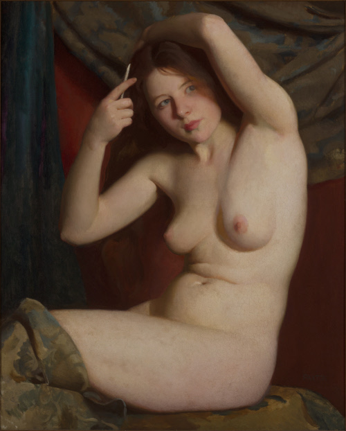 Nude Girl Combing Her Hair
