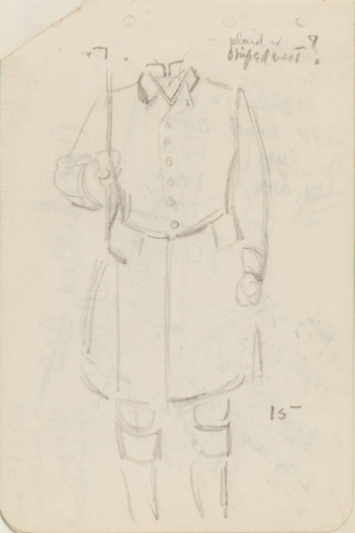 Costume sketch; single-breasted jacket design