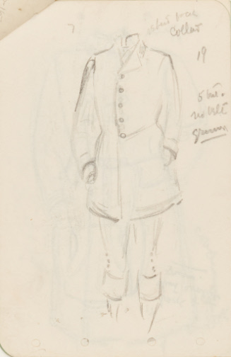 Costume sketch; single-breasted coat