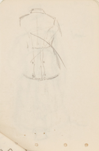 Costume sketch; back of coat